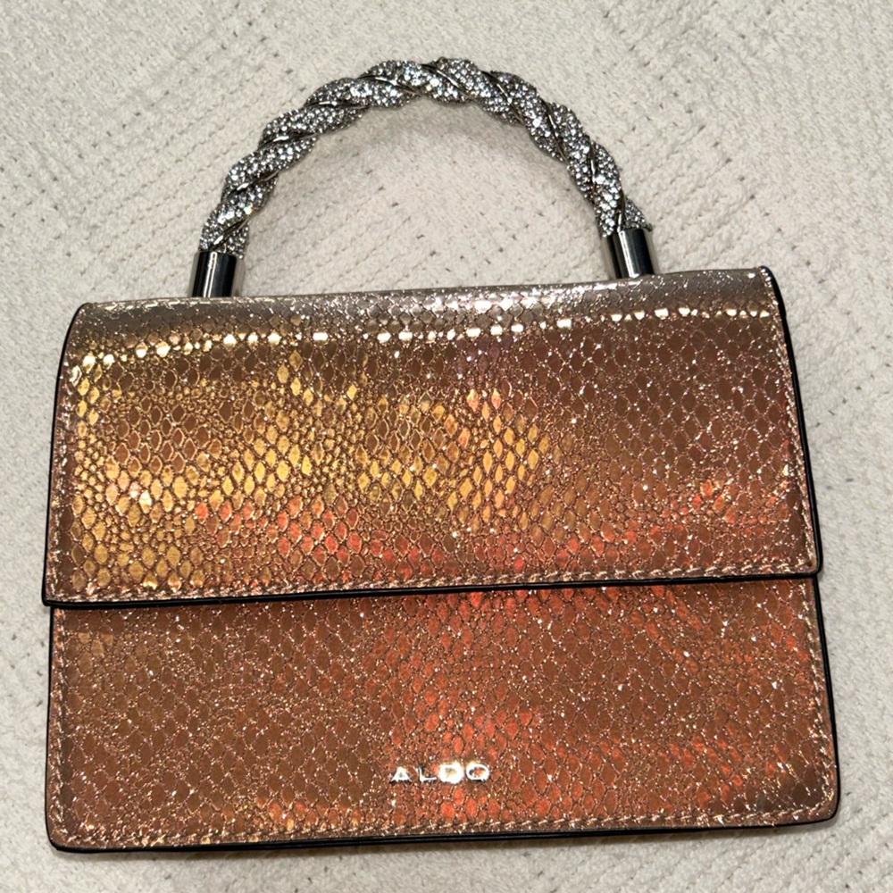 Aldo Brown and Gold Clutch with Luxurious Texture